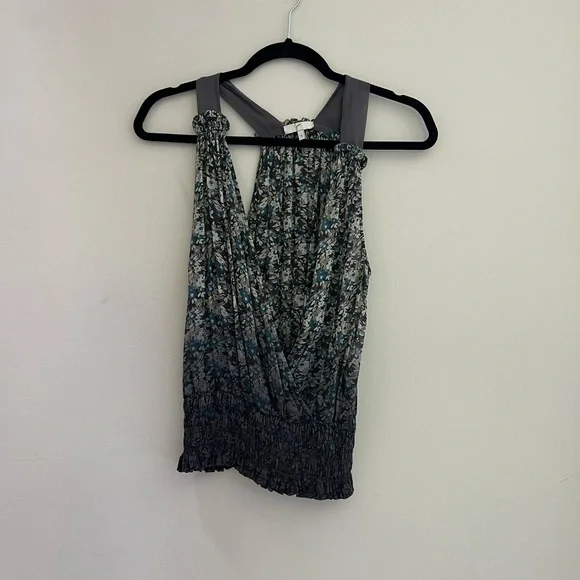 Joie woman silk floral print wrap sleeveless blouse - Picture 2 of 8